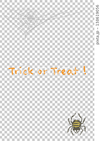 ハロウィンTrick or Treat文字とリアルな蜘蛛と巣の不気味な縦型カード ハロウィンTrick or Treat文字とリアルな蜘蛛と巣の不気味な縦型カード 138619056