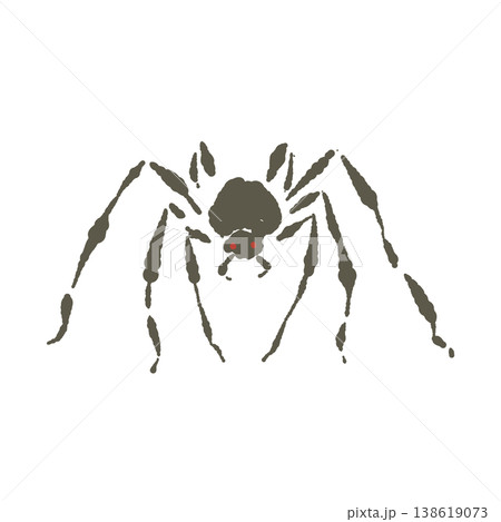 ハロウィンの装飾に使えるリアルで怖い黒い長脚蜘蛛の単体イラスト 138619073