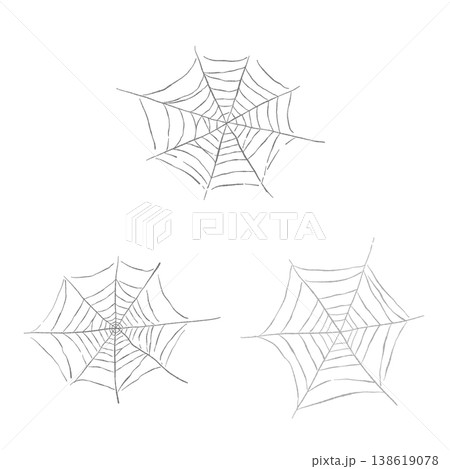 ハロウィン装飾に使える大小3つの蜘蛛の巣イラストセット 138619078