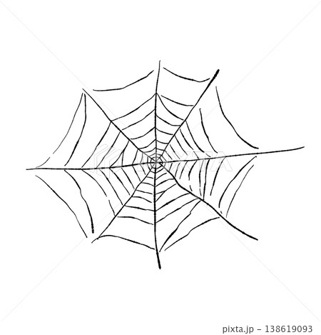 ハロウィンデザインに便利な細い蜘蛛の巣のモノクロコーナーあしらい 138619093