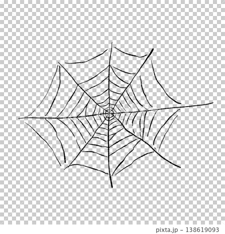 ハロウィンデザインに便利な細い蜘蛛の巣のモノクロコーナーあしらい 138619093