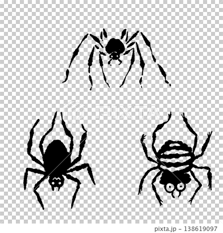 一組三種不同的單色蜘蛛剪影，可用於萬聖節裝飾。 138619097
