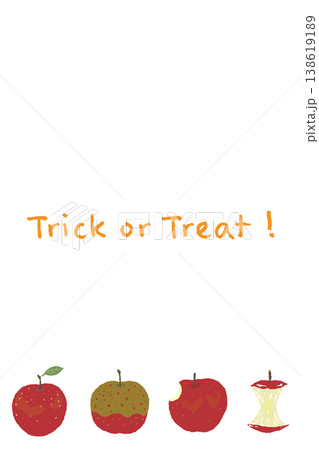 普通のりんごと芯の縦向きメッセージカードテンプレート - Trick or 138619189