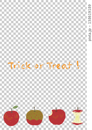 普通のりんごと芯の縦向きメッセージカードテンプレート - Trick or 138619189