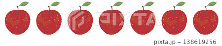 普通の赤いりんごが一列に並ぶライン装飾 - 日常の秋デザインに使いやすいフルーツ飾り罫線 138619256