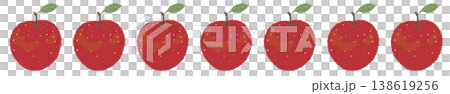 普通の赤いりんごが一列に並ぶライン装飾 - 日常の秋デザインに使いやすいフルーツ飾り罫線 138619256
