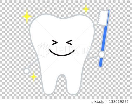 Smiling tooth character holding a toothbrush Smiling tooth character holding a toothbrush 138619285