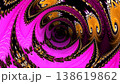 Mesmerizing abstract fractal art featuring a vibrant swirling tunnel or vortex. Intricate patterns in fuchsia, gold, and black create a dynamic and energetic visual experience, perfect for backgrounds 138619862