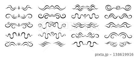 Vintage decorative divider set elegant ornamental shapes flowing curves separators borders underline Vintage decorative divider set elegant ornamental shapes flowing curves separators borders underline 138619916