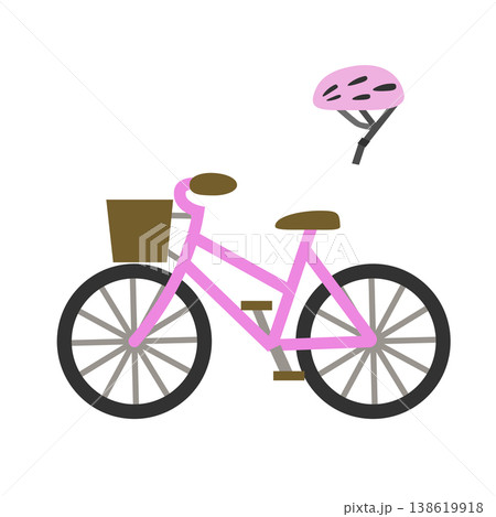 自転車とヘルメットのシンプルなイラスト 自転車とヘルメットのシンプルなイラスト 138619918