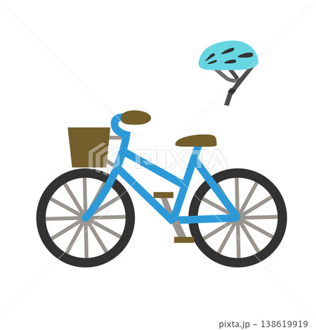 自転車とヘルメットのシンプルなイラスト 自転車とヘルメットのシンプルなイラスト 138619919