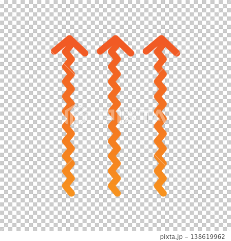 An icon featuring a row of orange, swaying upward arrows – a simple design representing rise and warmth. An icon featuring a row of orange, swaying upward arrows – a simple design representing rise and warmth. 138619962