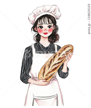パン屋さんで働く女性 138620103