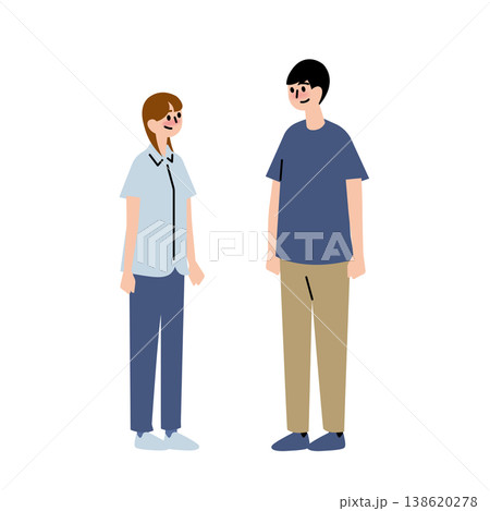 好き同士で照れながら見つめ合う男女 138620278