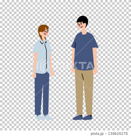 好き同士で照れながら見つめ合う男女 138620278