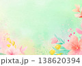 春のやさしい花の水彩背景（ナチュラル・ボタニカル・グリーン） 138620394