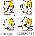 かわいいねこのキャラクターが学校の授業に参加している様子イラストセット 138620735