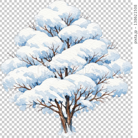 水彩畫中的雪樹 水彩畫中的雪樹 138621508