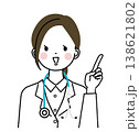 白衣を着た女性医師　指差しポーズで笑顔 138621802