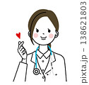 白衣を着た女性医師　指ハートで笑顔 138621803