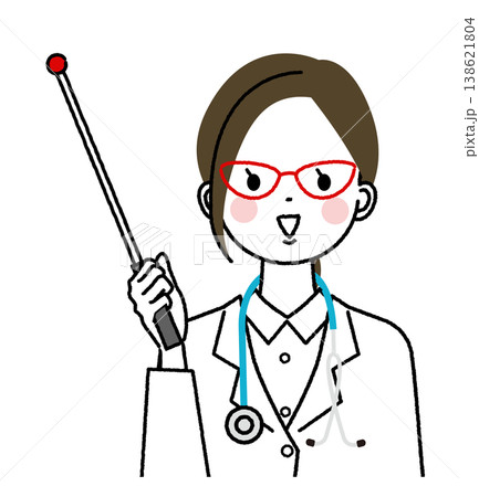 白衣を着た女性医師　指示棒を持って説明している 138621804