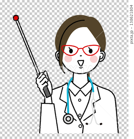白衣を着た女性医師　指示棒を持って説明している 138621804