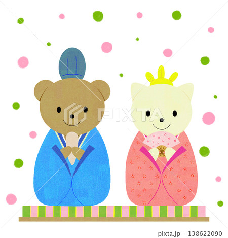 ひな祭りのお内裏様とお雛様のイラスト 138622090