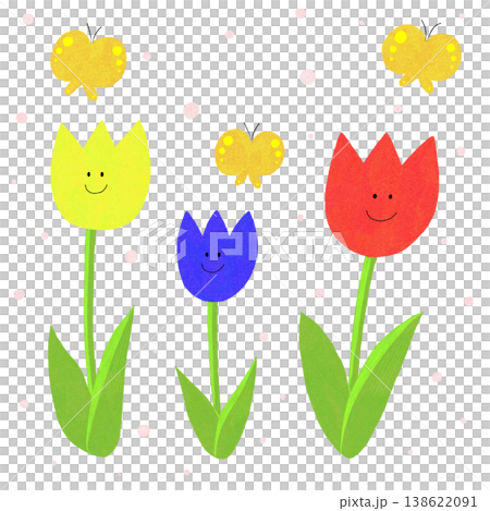 春に咲くチューリップのイラスト 138622091