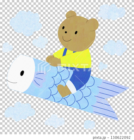 こいのぼりに乗ったクマのイラスト 138622092