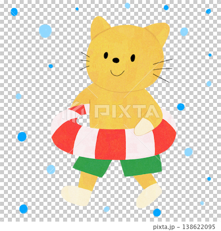 Illustration of a cat wearing a lifebuoy. Illustration of a cat wearing a lifebuoy. 138622095