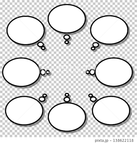 A set of easy-to-use oval-shaped speech bubbles with black borders and shadows, featuring white speech bubbles. A set of easy-to-use oval-shaped speech bubbles with black borders and shadows, featuring white speech bubbles. 138622118