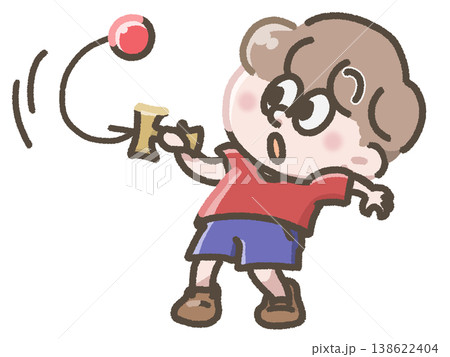 けん玉をする子どものイラスト 138622404