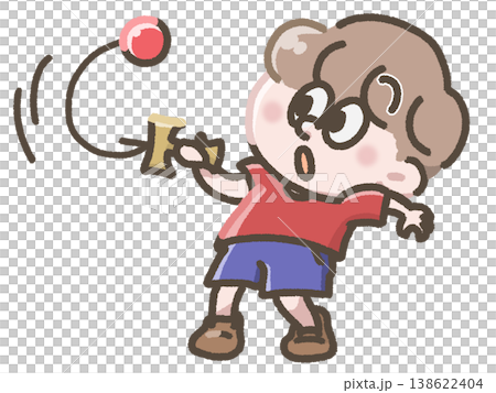 Illustration of a child playing kendama 138622404