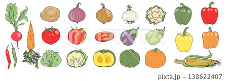 いろんな種類の野菜イラスト素材セット 138622407