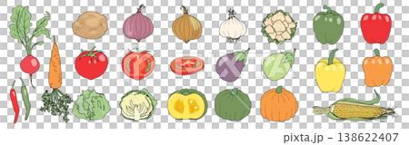 いろんな種類の野菜イラスト素材セット 138622407
