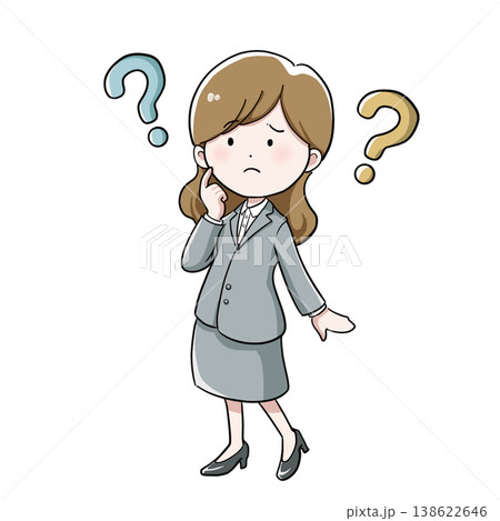 悩みや不安を感じている女性社員のイラスト 138622646