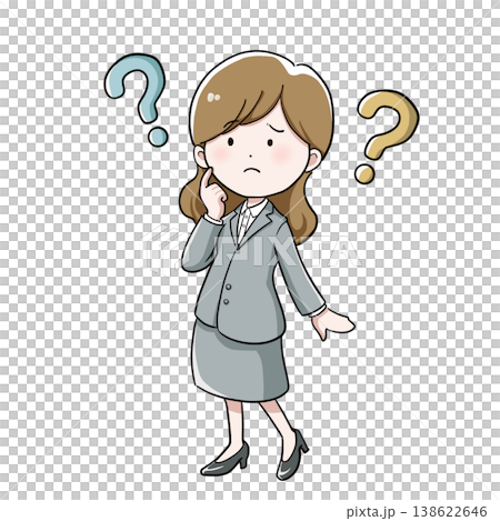 悩みや不安を感じている女性社員のイラスト 138622646