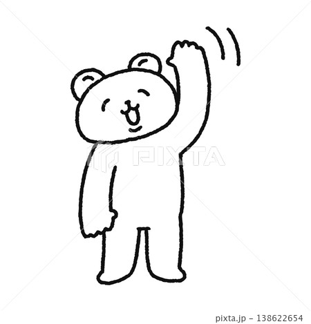 手を振るかわいいクマ 線画 手を振るかわいいクマ 線画 138622654
