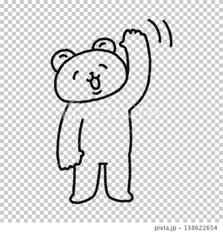 手を振るかわいいクマ 線画 手を振るかわいいクマ 線画 138622654