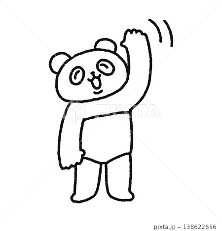 手を振るかわいいパンダ　線画 138622656