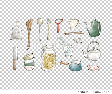 可愛的廚房用具插圖 138622677