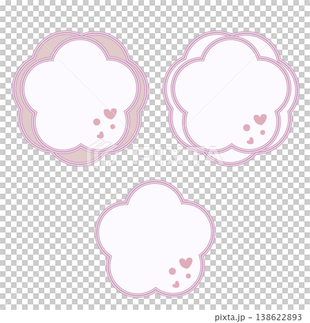 Cute pastel pink plum blossom frame set (heart, spring, Valentine's Day, message card, title frame) Cute pastel pink plum blossom frame set (heart, spring, Valentine's Day, message card, title frame) 138622893