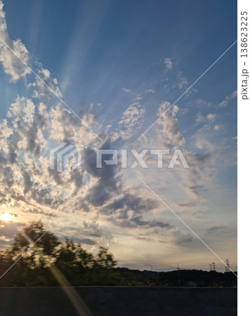 Dark mountain silhouette and sunset sky. Dark mountain silhouette and sunset sky. 138623225