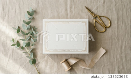 Elegant Box and Tools Flatlay Ready for Unboxing Ritual Elegant Box and Tools Flatlay Ready for Unboxing Ritual 138623658