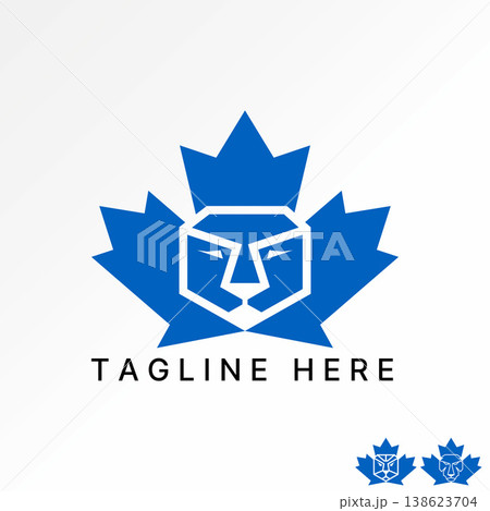 Maple Canada with Lion face abstract animal wild king strong mascot pride leo logo design graphic concept creative premium vector stock image top sell 138623704