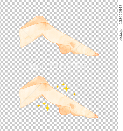 A set of beautiful bare feet of a young woman - hand-drawn watercolor illustration material 138623948