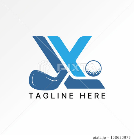 Letter LT or YL font with golf ball sport field typography monogram branding logo design graphic concept creative premium vector stock image top sell 138623975