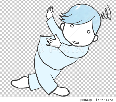 An illustration of a person feeling dizzy and unsteady. 138624378