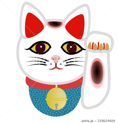 白い招き猫の顔イラスト 138624404