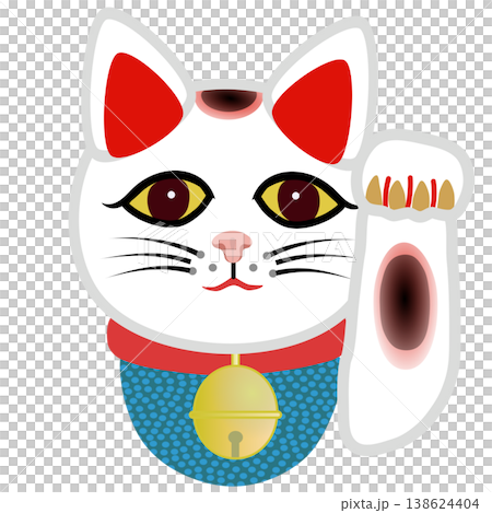 白い招き猫の顔イラスト 138624404